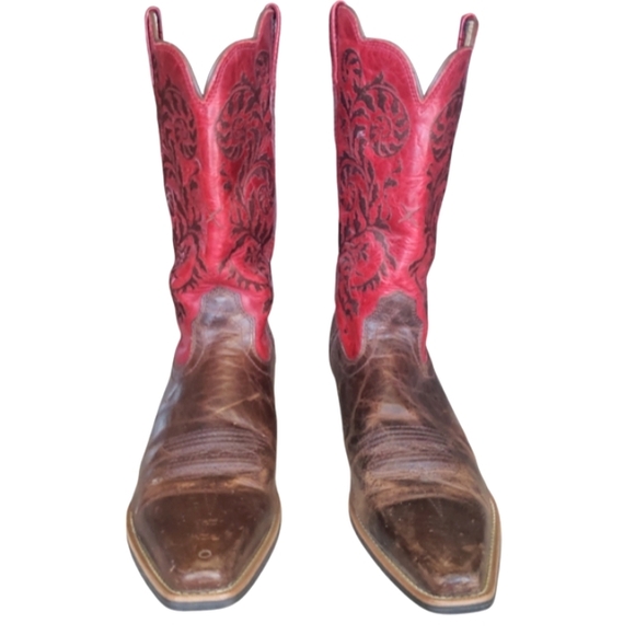 TWISTED X Pointed Gorgeous Red & Brown Embroidered Western Boots Sz 9.5 B. - Picture 3 of 16
